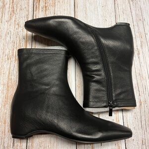🌟 Elevator Elegant Black Leather Ankle Boots